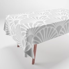 Art Deco Silver Grey & White Fan Pattern Tablecloth