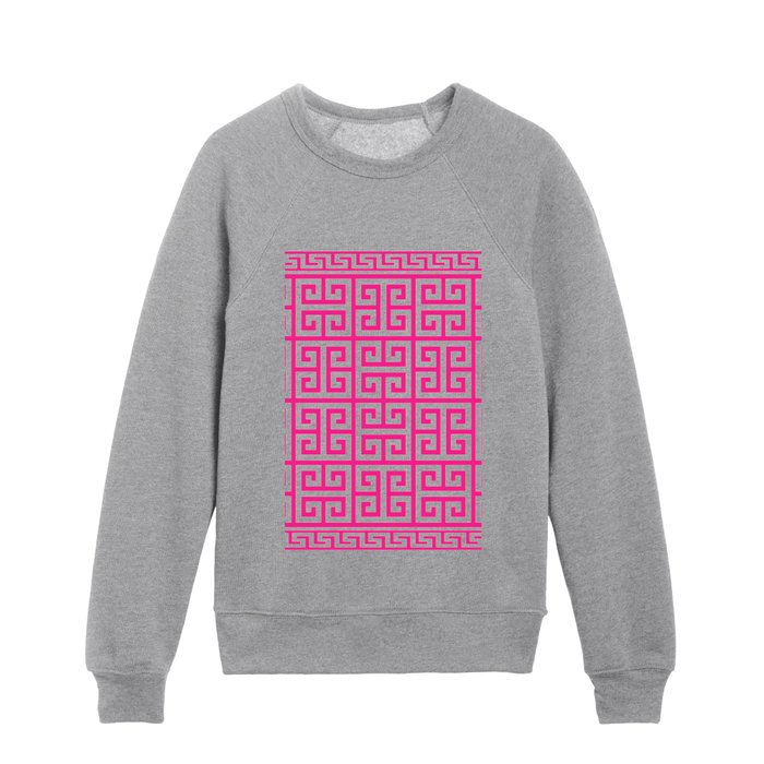 Greek Key (Dark Pink & White Pattern) Kids Crewneck