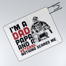 Dad Papa And Veteran Nothing Scares Me Picnic Blanket