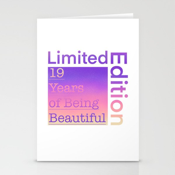 19 Year Old Gift Gradient Limited Edition 19th Retro Birthday Stationery Cards