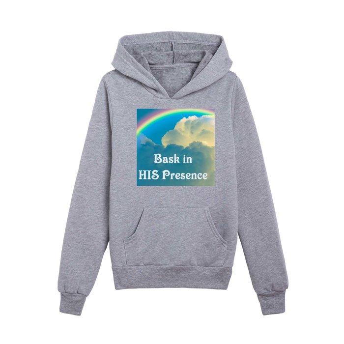 Bask in God's Presence with Clouds and a Rainbow Kids Pullover Hoodie