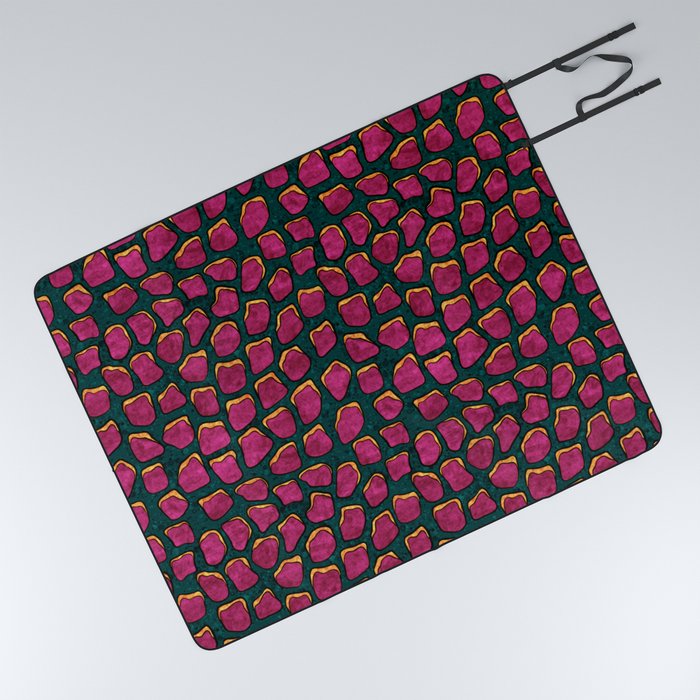 Fuchsia animal skin pattern, bold colors maximalist styled Picnic Blanket