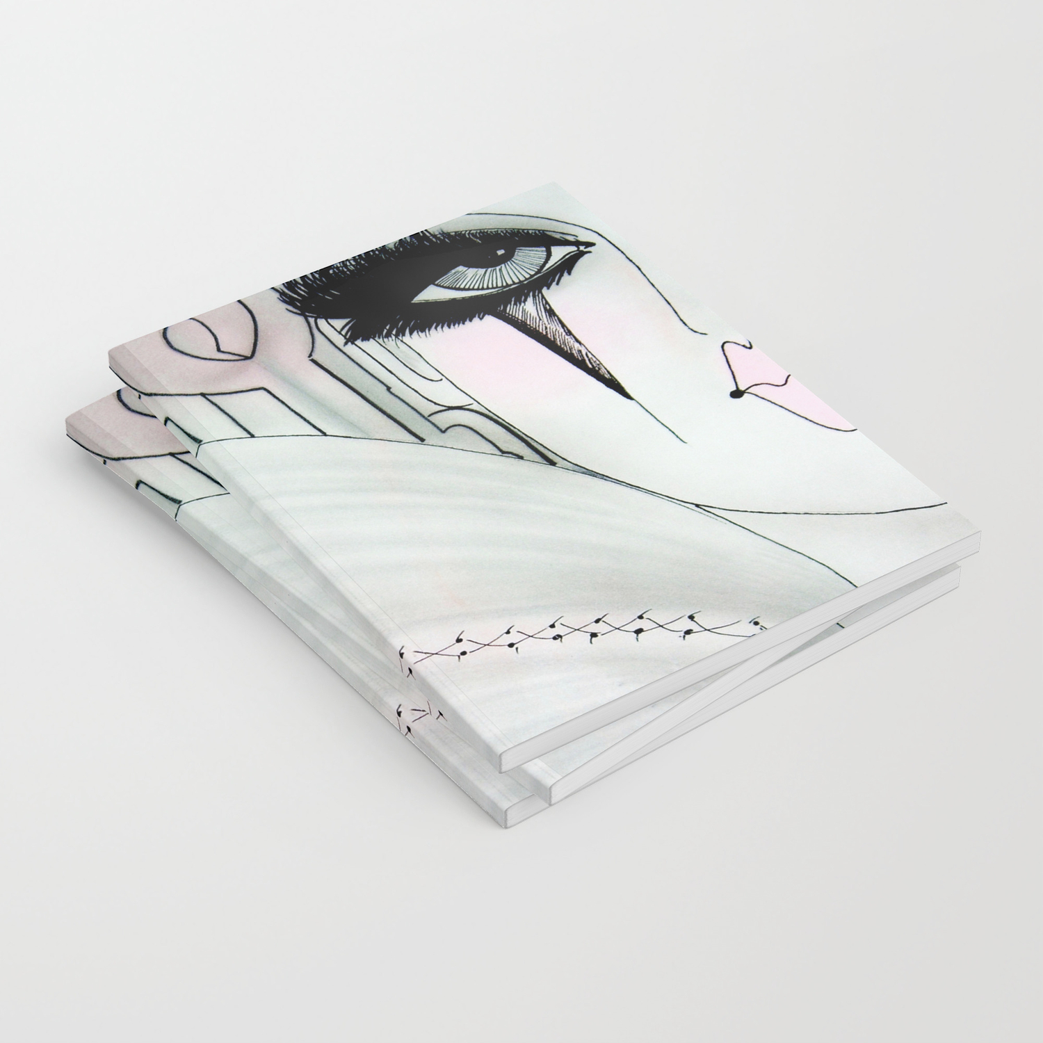 Grey Pink 80s Pierrot Clown Harlequin Art Deco Print Notebook By Jacquline8689 Society6