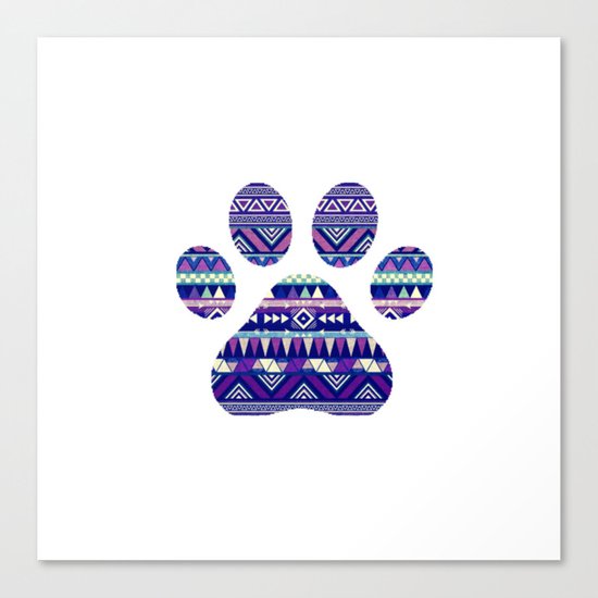Aztec Paw Print (Dog & Puppy, Animal Lovers) Canvas Print
