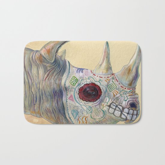Day of the Dead Rhino Bath Mat