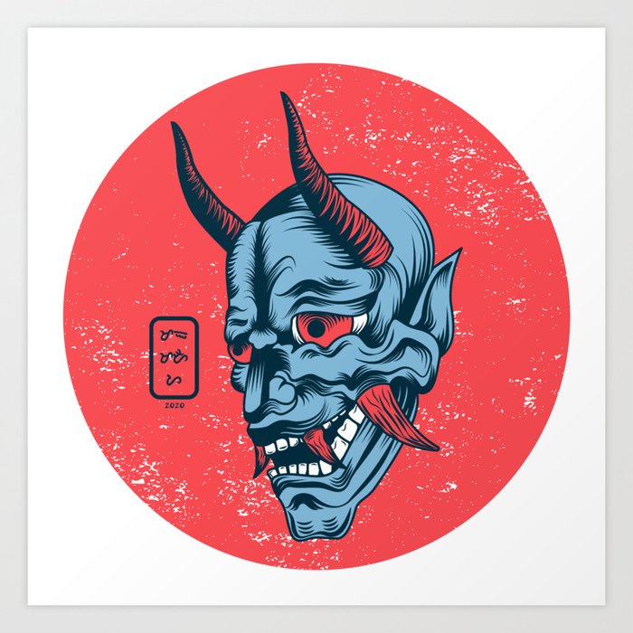 Hannya Mask Floater Art Print