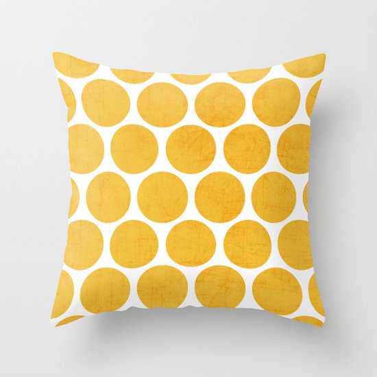 yellow polka dots Throw Pillow