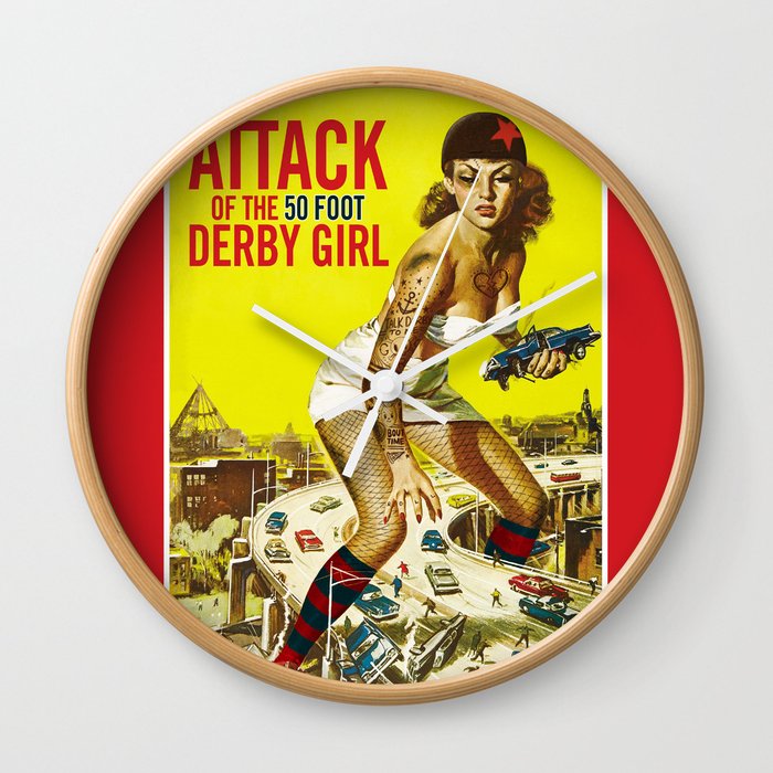 Attack of the 50 Foot Derby Girl Wall Clock