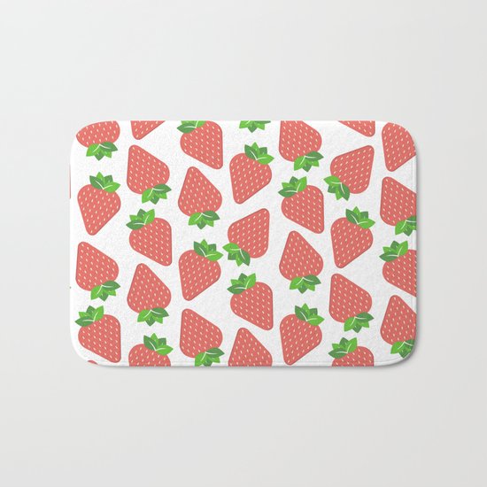 Strawberries Over White Bath Mat