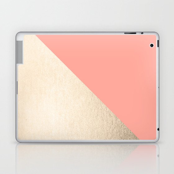 Simply Shadow in White Gold Sands on Salmon Pink Laptop & iPad Skin