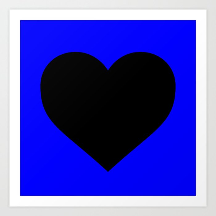 Heart (Black & Blue) Art Print