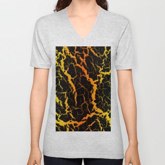 Cracked Space Lava - Yellow/Orange V Neck T Shirt