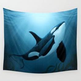 "The Dreamer" by Amber Marine ~ Orca / Killer Whale Art, (Copyright 2015) Wall Tapestry