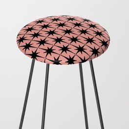 Midcentury Modern Atomic Starburst Pattern in 50s Bathroom Pink and Black Counter Stool