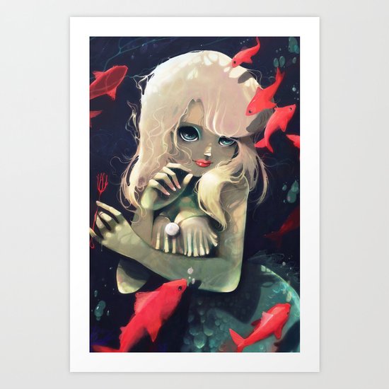 Sirene d'eau douce a la fourchette Art Print