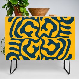 Mid Century Modern pattern - Blue and Yellow Credenza