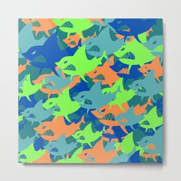 retro colorful shark pattern  Metal Print