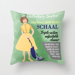 Kristen Schaal Vintage Vacuum Ad Throw Pillow