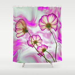 Pink Purple Cosmos Flower Market Shower Curtain