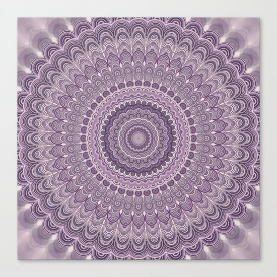 Purple feather mandala Canvas Print