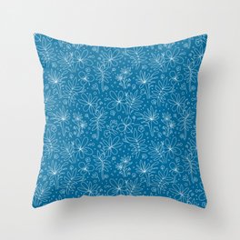 Contoured leaves on blue Throw Pillow