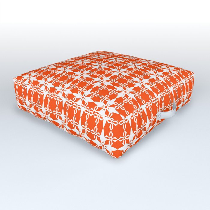 Orange and White Atomic Age Pattern Outdoor Floor Cushion