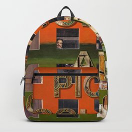 Postmodernism 07b Backpack | Contemporary, Modern, Digital, Typography, Orange, Geometric, Pattern, Collage, Text, Vintage 