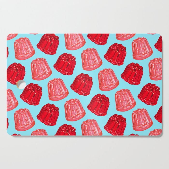 Red & Pink Jello Pattern - Blue Cutting Board