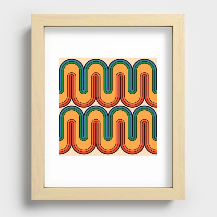 Retro 70s Style Geometric Wave Pattern 521 Art Print by Tony