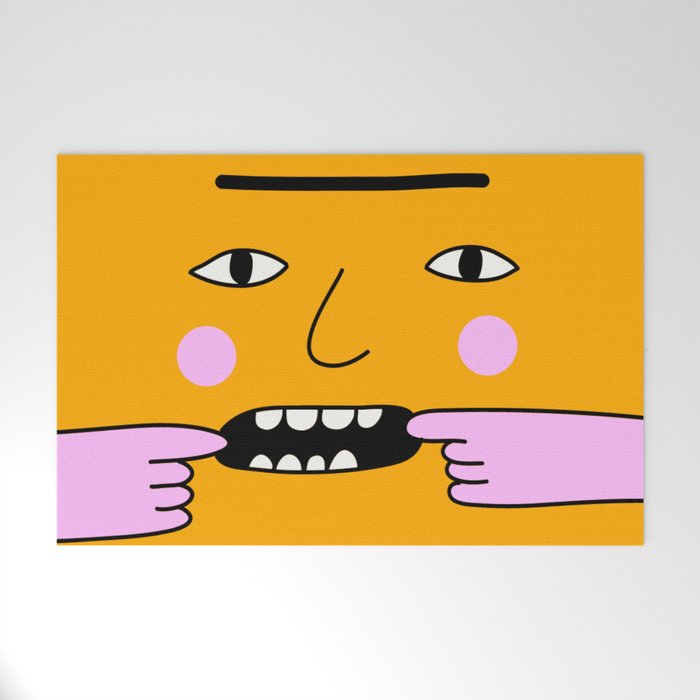 yellow super funny face smirking Welcome Mat