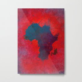 Africa map 3D red blue #africa #map Metal Print