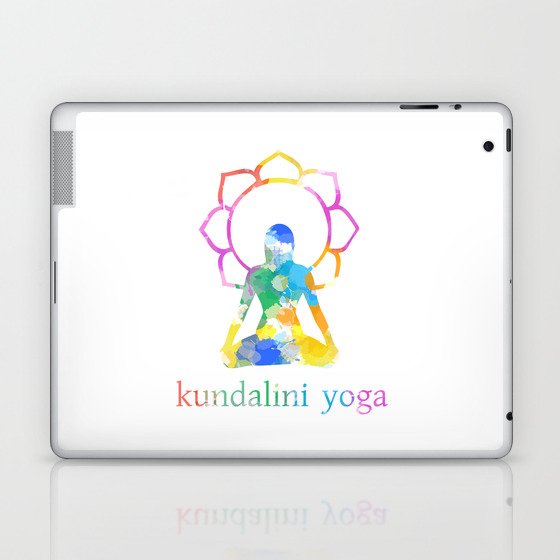 Kundalini Yoga and meditation watercolor quotes in rainbow colors Laptop & iPad Skin