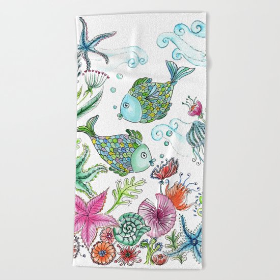 2 fishes Beach Towel