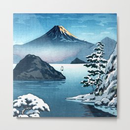 Fuji from Mitsuhama-mito in Snow by Tsuchiya Koitsu Metal Print