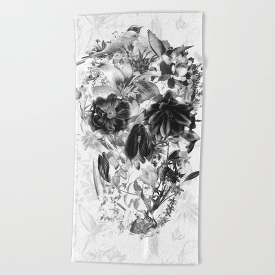 New Skull Light B&W Beach Towel