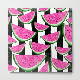 Stripey Watermelon Crush Metal Print