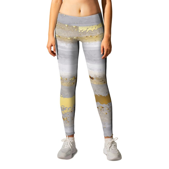 Luxury grey watercolor and gold texture Leggings