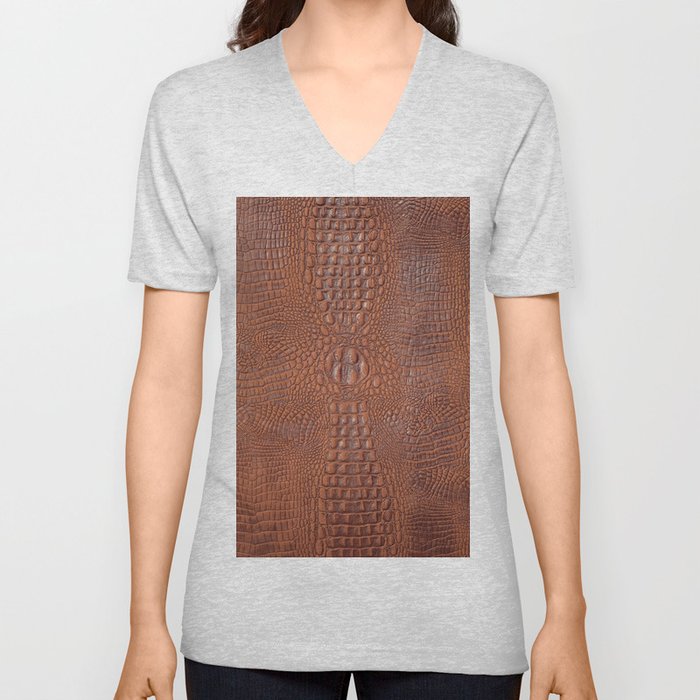Orange brown leather texture background V Neck T Shirt