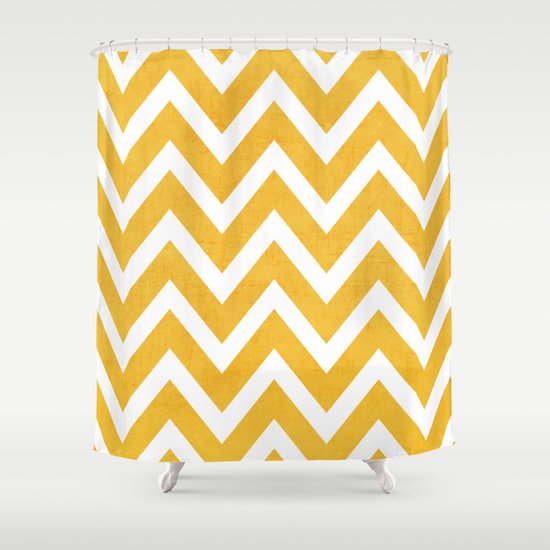 yellow chevron Shower Curtain