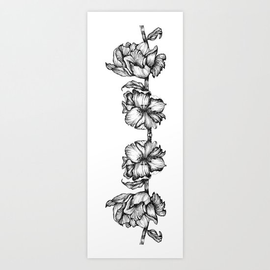 Floral ink II Mirror Art Print