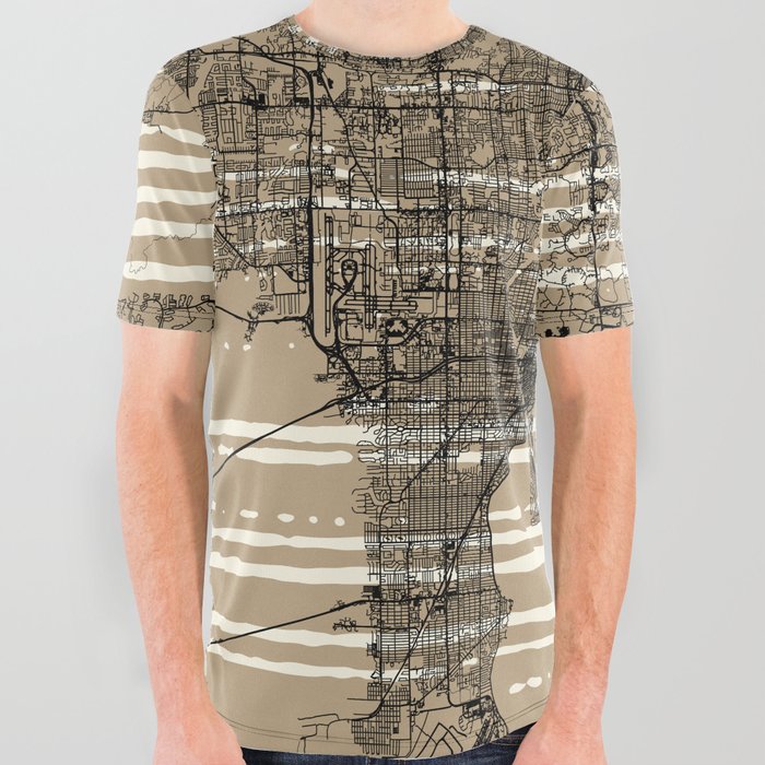 Tampa, Florida - Vintage City Map All Over Graphic Tee