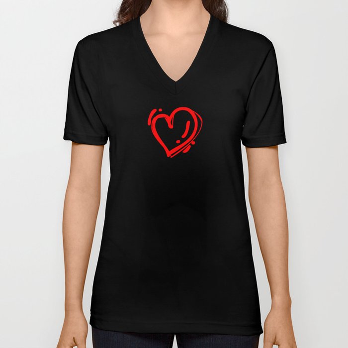 Heart V Neck T Shirt