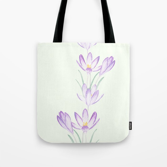 Purple Botanical Crocus Flowers Tote Bag