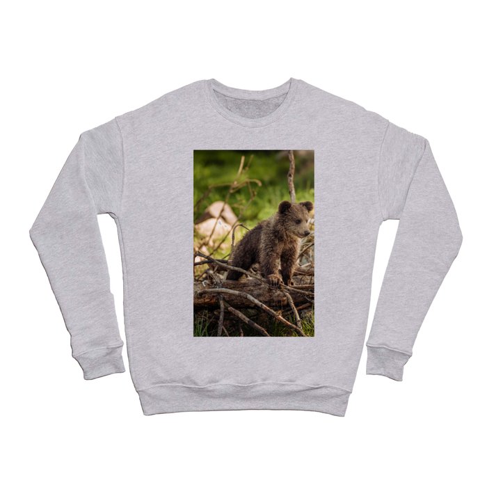 WILDLIFE PHOTOGRAPHY OF BROWN BEAR CUB Crewneck Sweatshirt