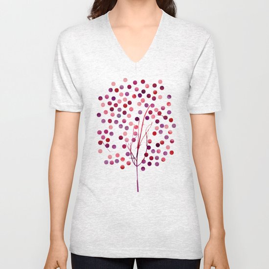 Tree of Life_Berry by Jacqueline & Garima Unisex V-Neck