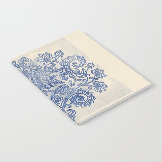 Indigo Blue Denim Ink Doodle Notebook