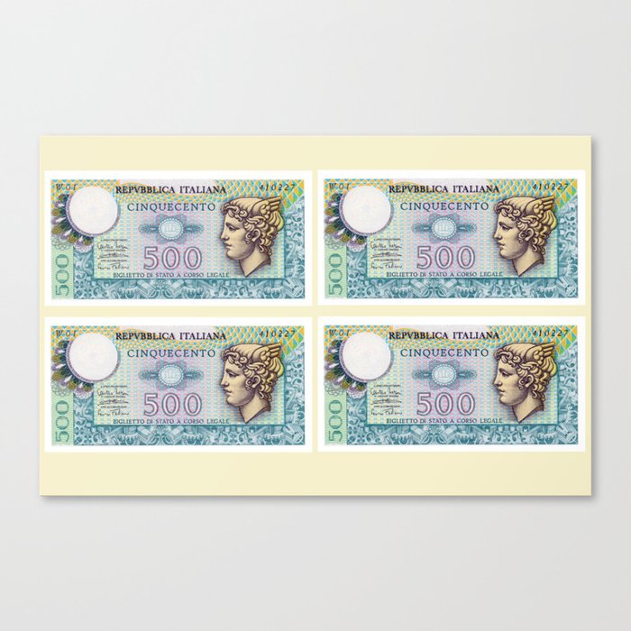 500 lire money note  Canvas Print
