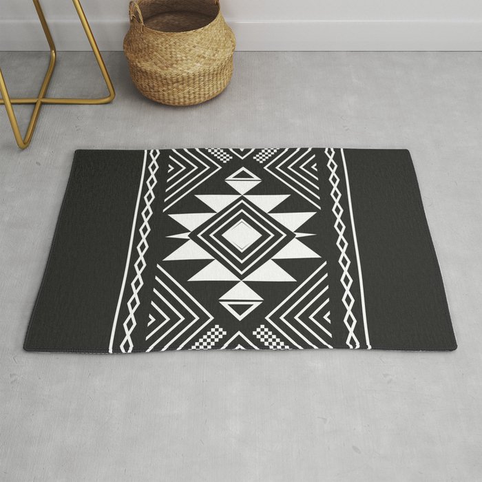 Aztec Boho Ethnic Black And White Rug By Marilenaxiari Society6