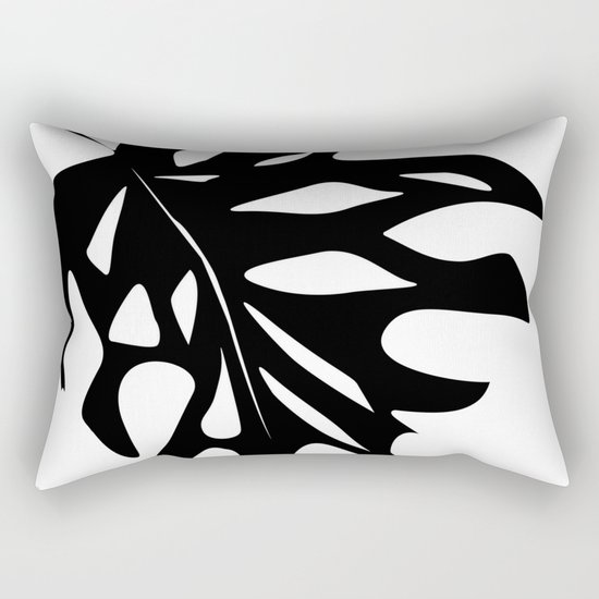 Black leaf monstera on white background . Rectangular Pillow