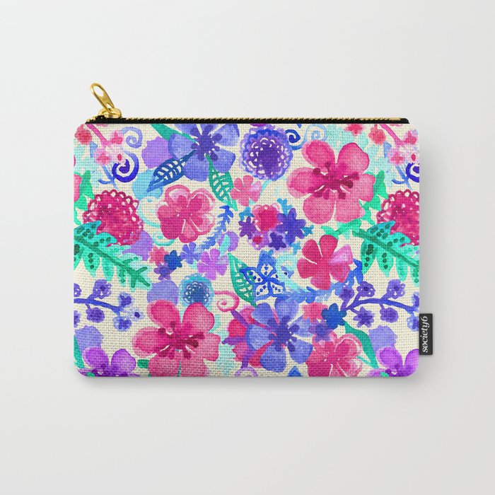 Fresh Watercolor Floral Pattern Carry-All Pouch